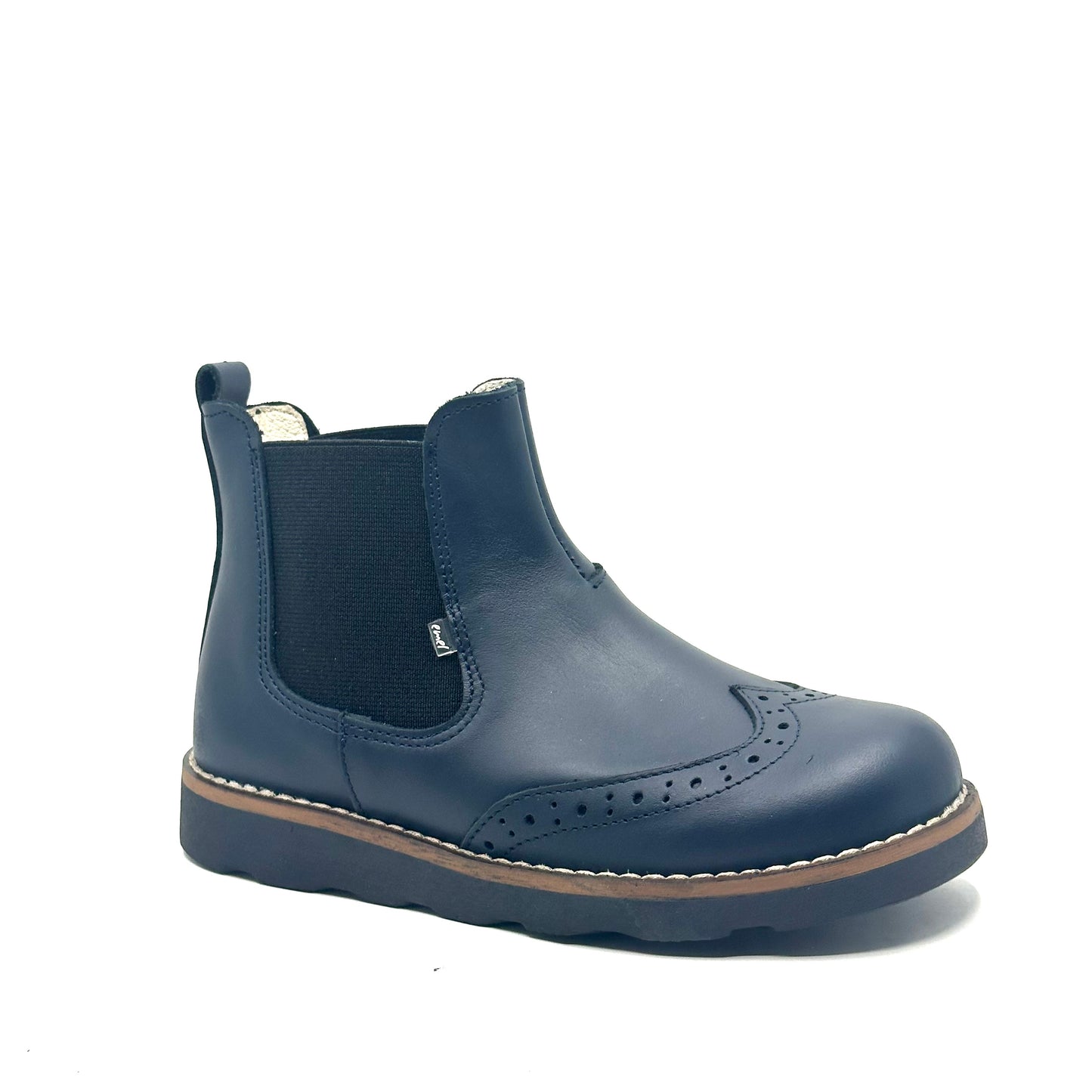 Emel Navy Leather Zip-Up Bootie
