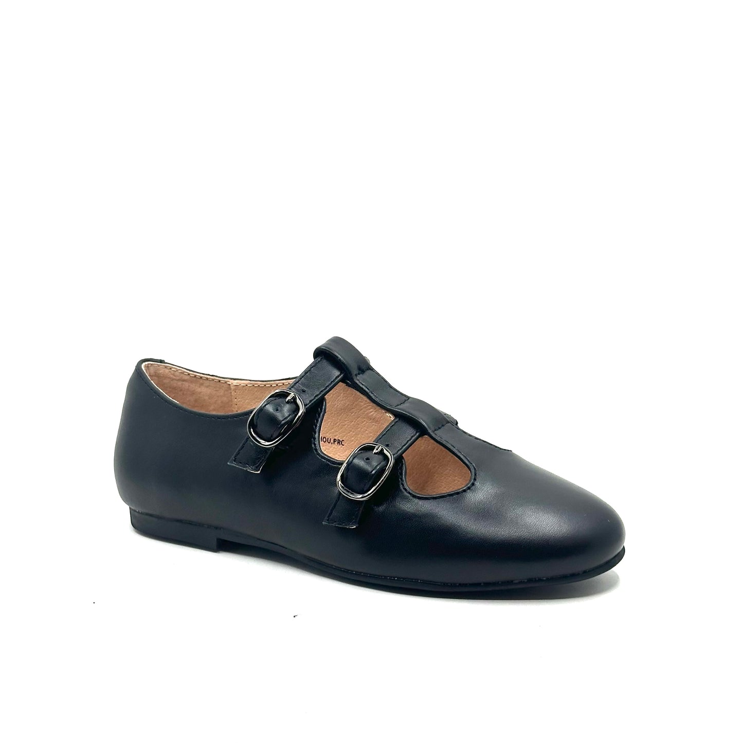 Perroquet Black Leather Double T-Strap