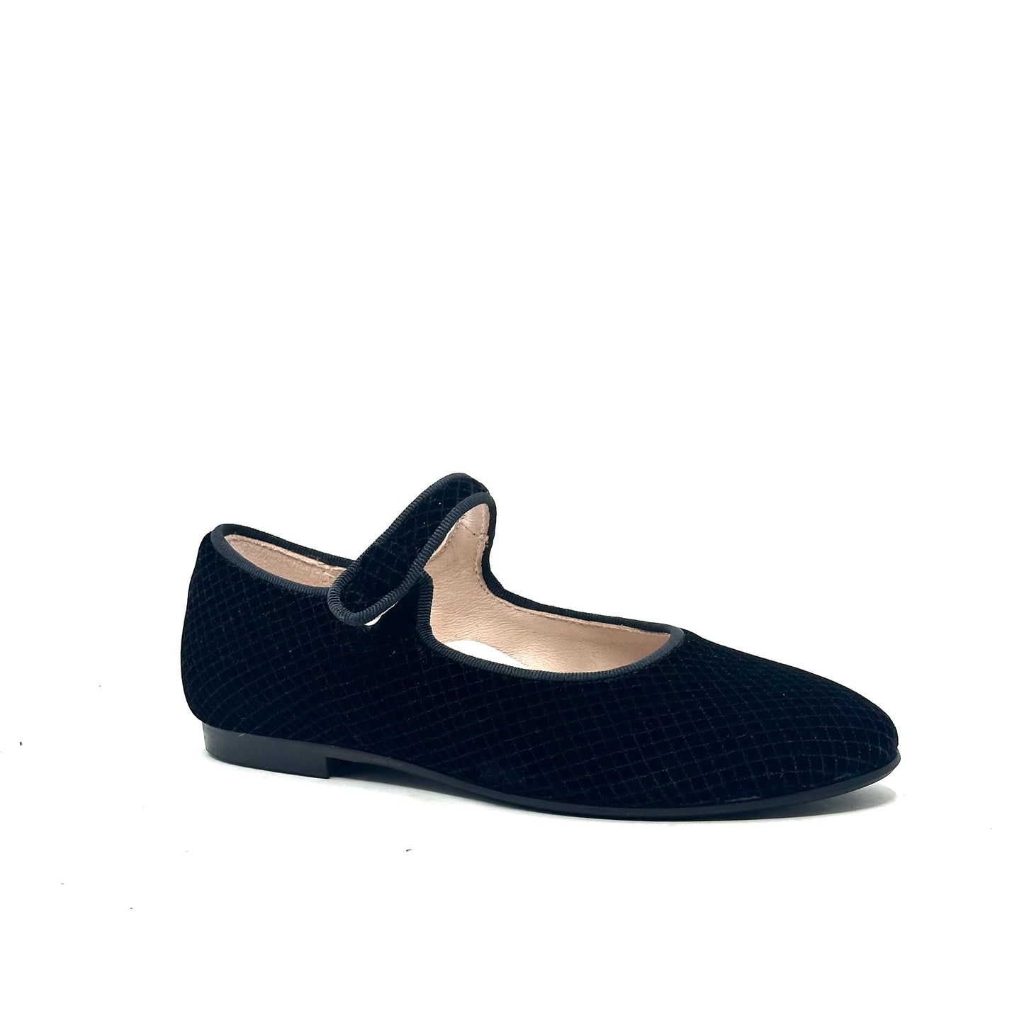Beberlis Black Velvet Quilted Mary Jane