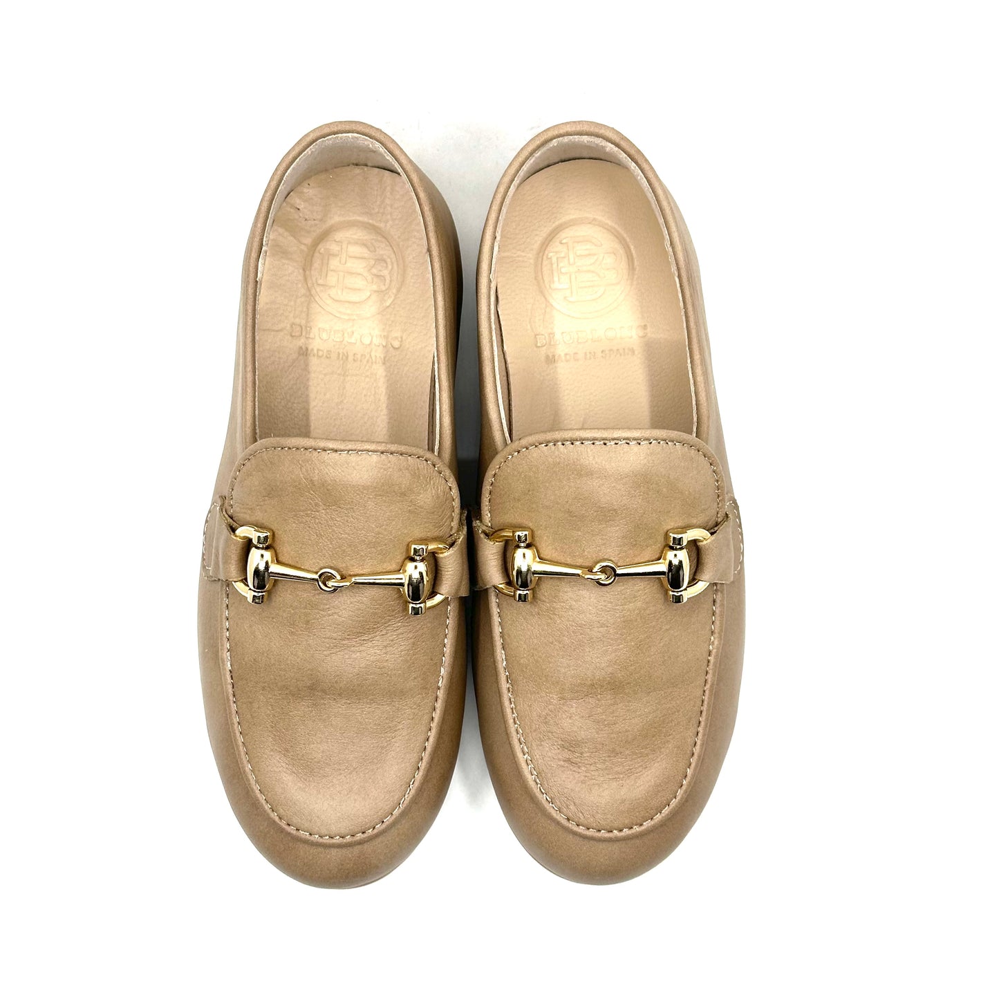 Blublonc Beige Buckle Slip-On Loafer