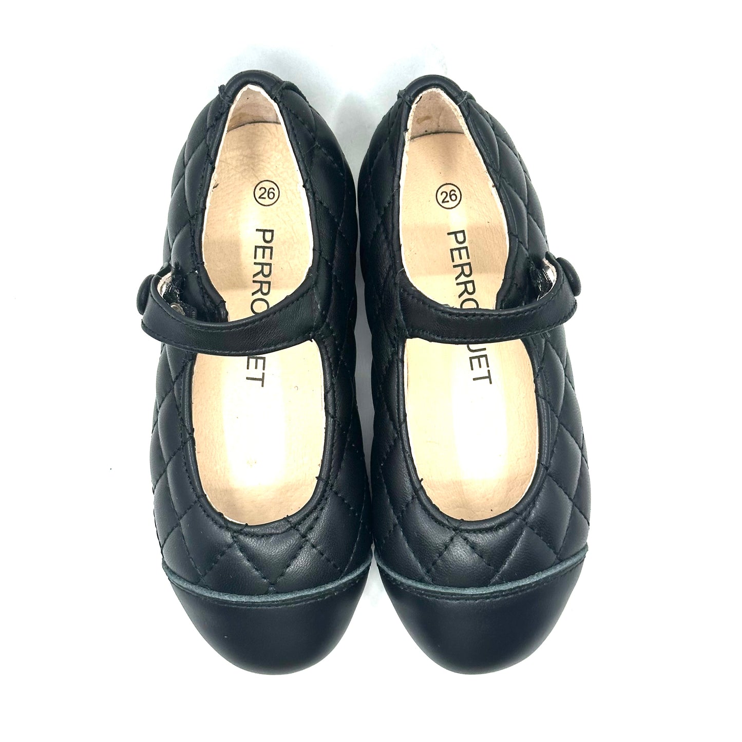 Perroquet Black Quilted with Black Leather Cap Toe Mary Jane