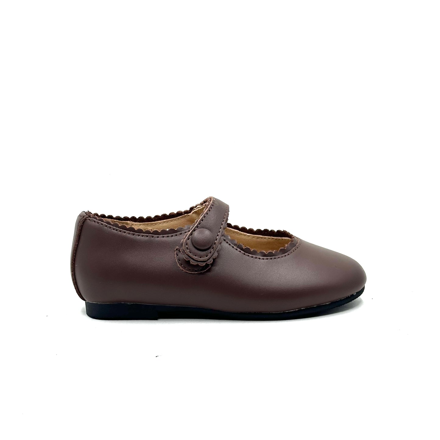 Perroquet Brown Scallop Piping Mary Jane