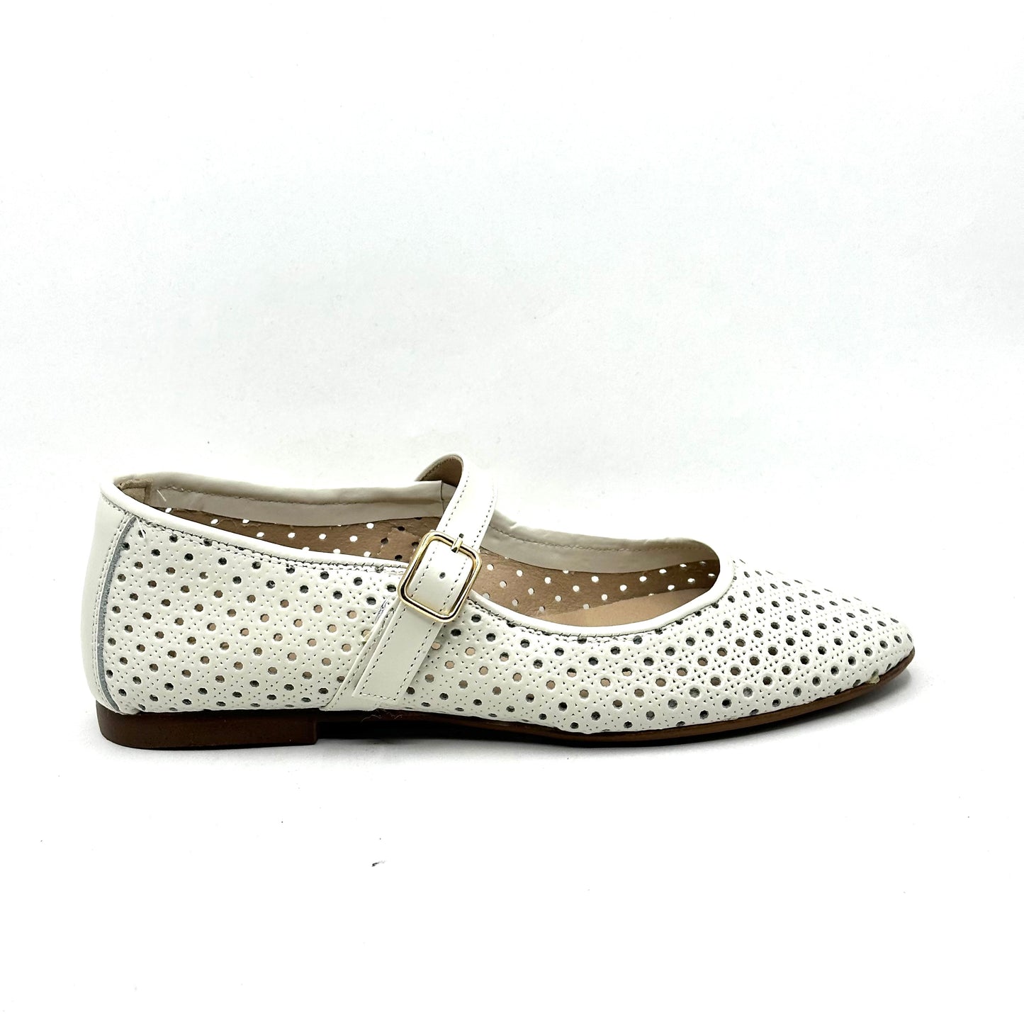 Blublonc Perforated Cream Mary Jane