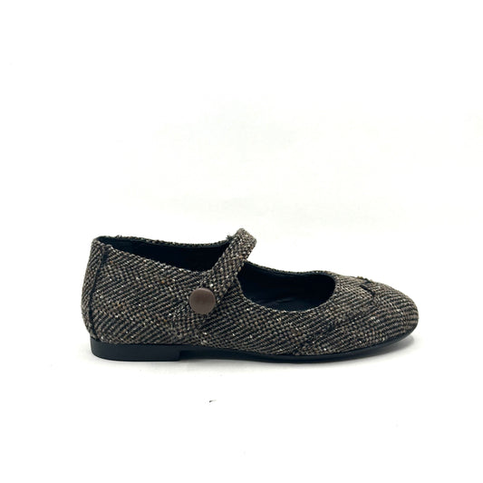 Blublonc Taupe Tweed Wingtip Mary Jane