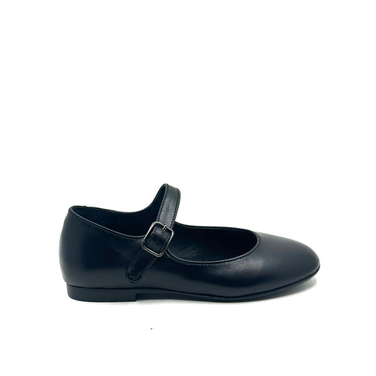 Blublonc Black Smooth Leather Buckle Mary Jane
