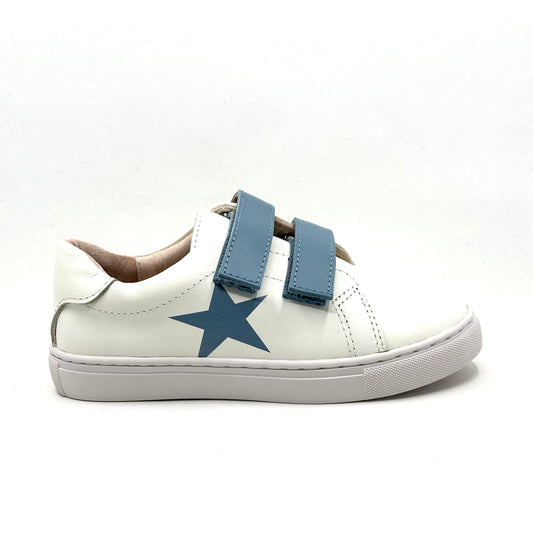 Perroquet White with Blue Strap Double Velcro Sneaker