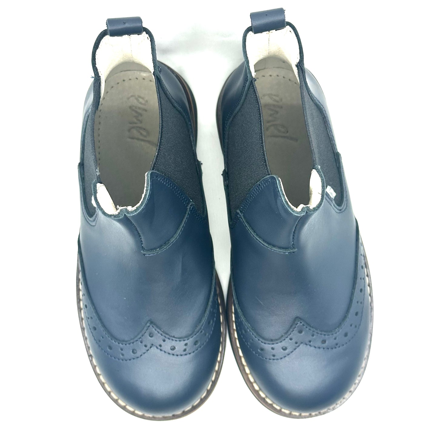 Emel Navy Leather Zip-Up Bootie