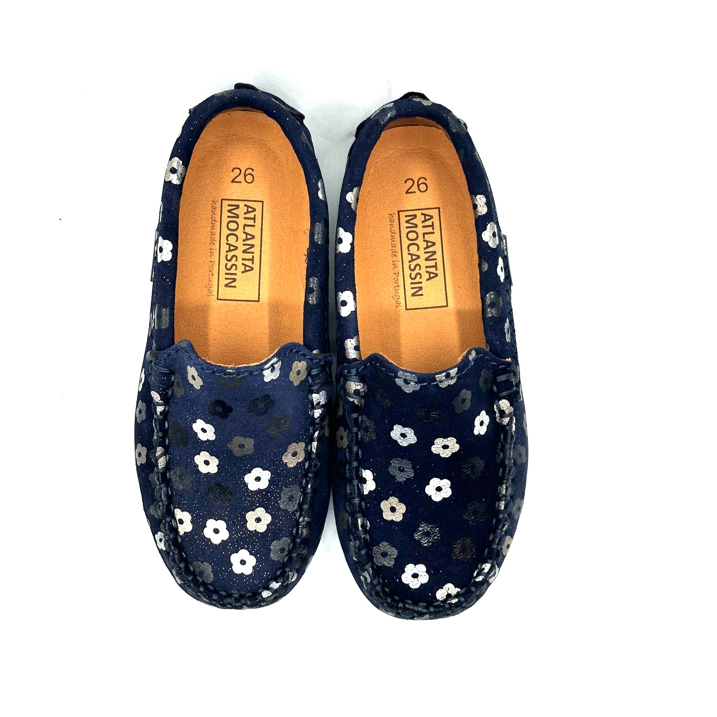 Atlanta Mocassin Suede Navy Flower Loafer