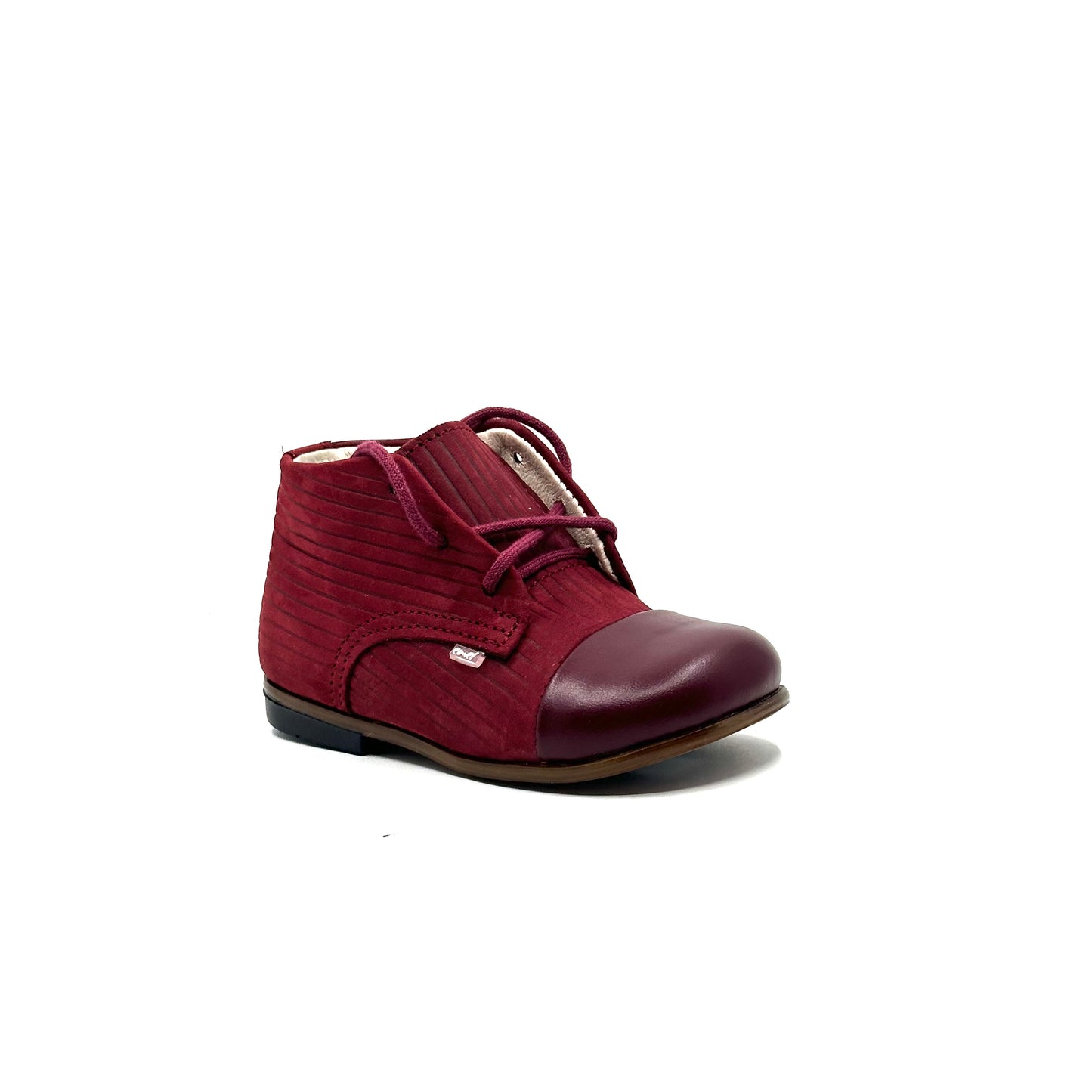Emel Burgundy Corduroy Leather Cap Toe Baby Walker