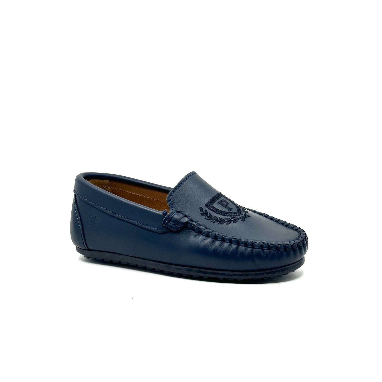 Porte Navy Leather Embroidery Loafer