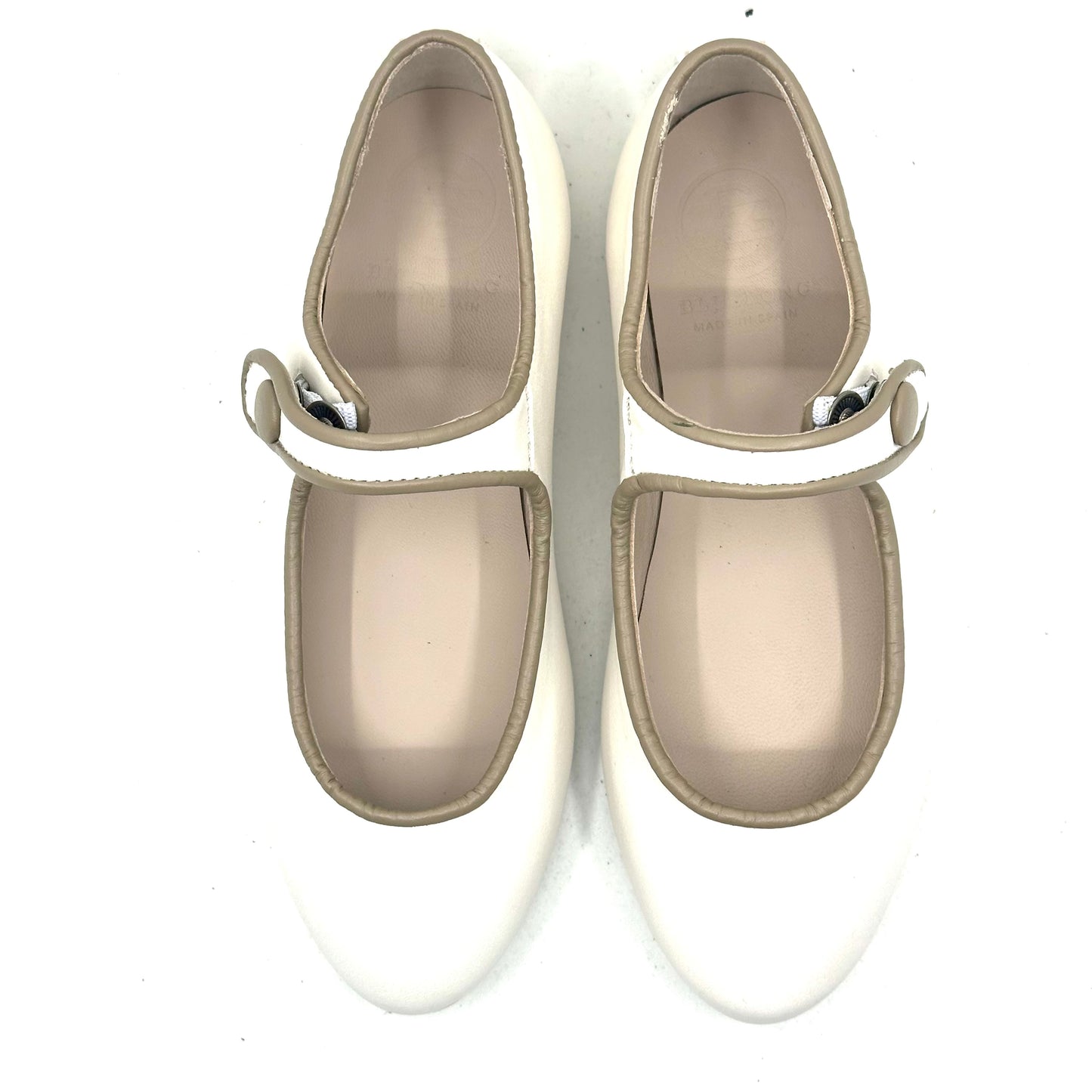 Blublonc Cream with Taupe Piping Mary Jane