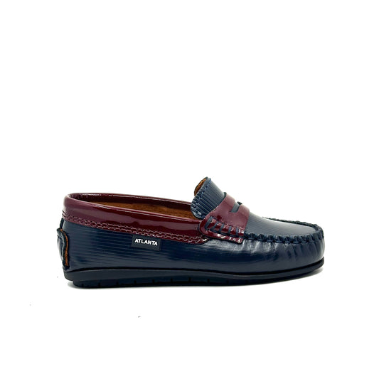 Atlanta Mocassin Navy and Burgundy Penny Loafer