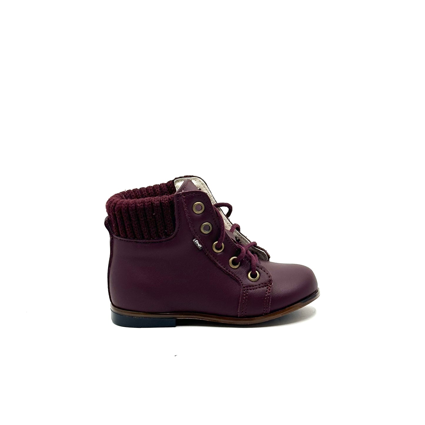 Emel Burgundy Leather Laced Burgundy Sweater Baby Bootie