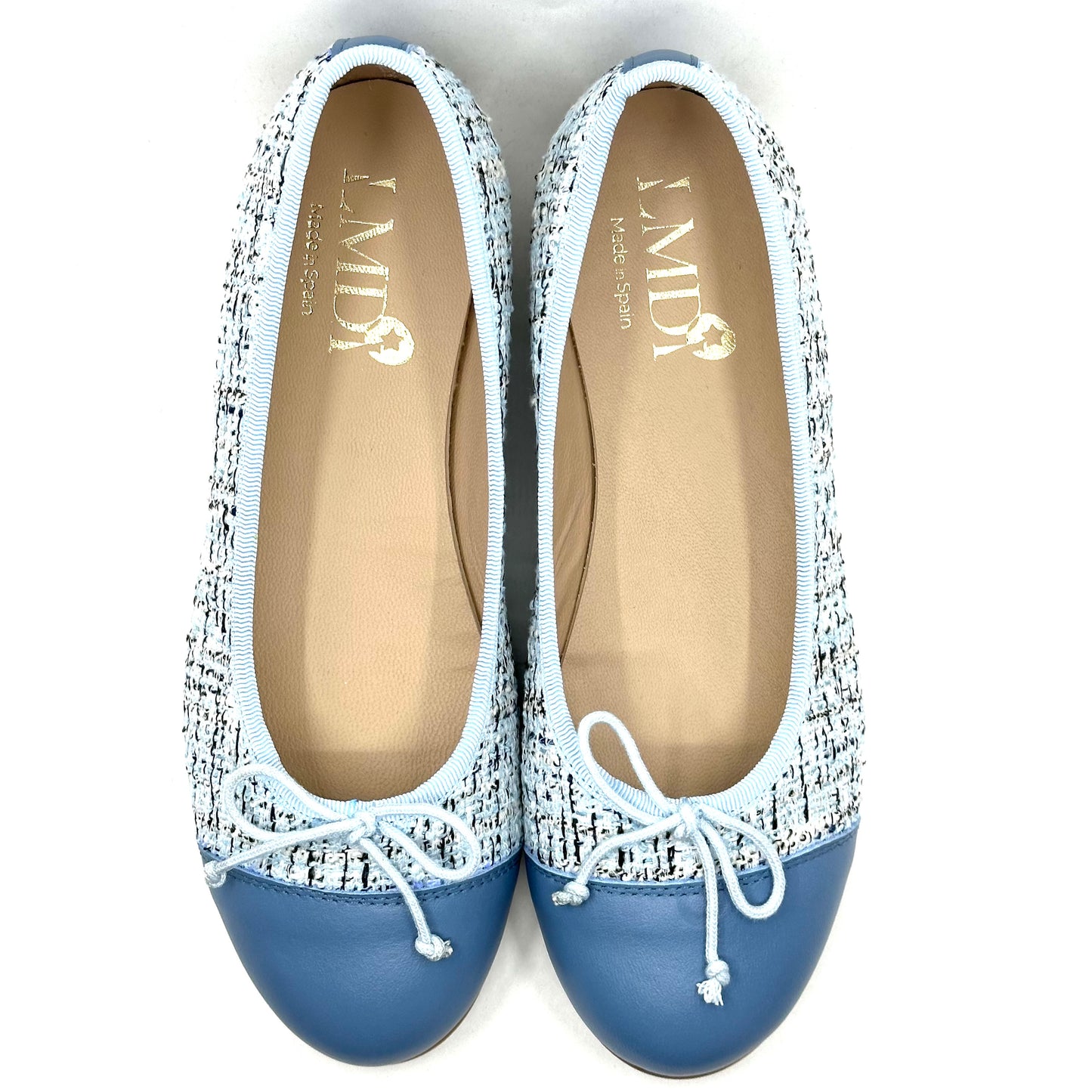 LMDI Blue Tweed Cap Toe Flat