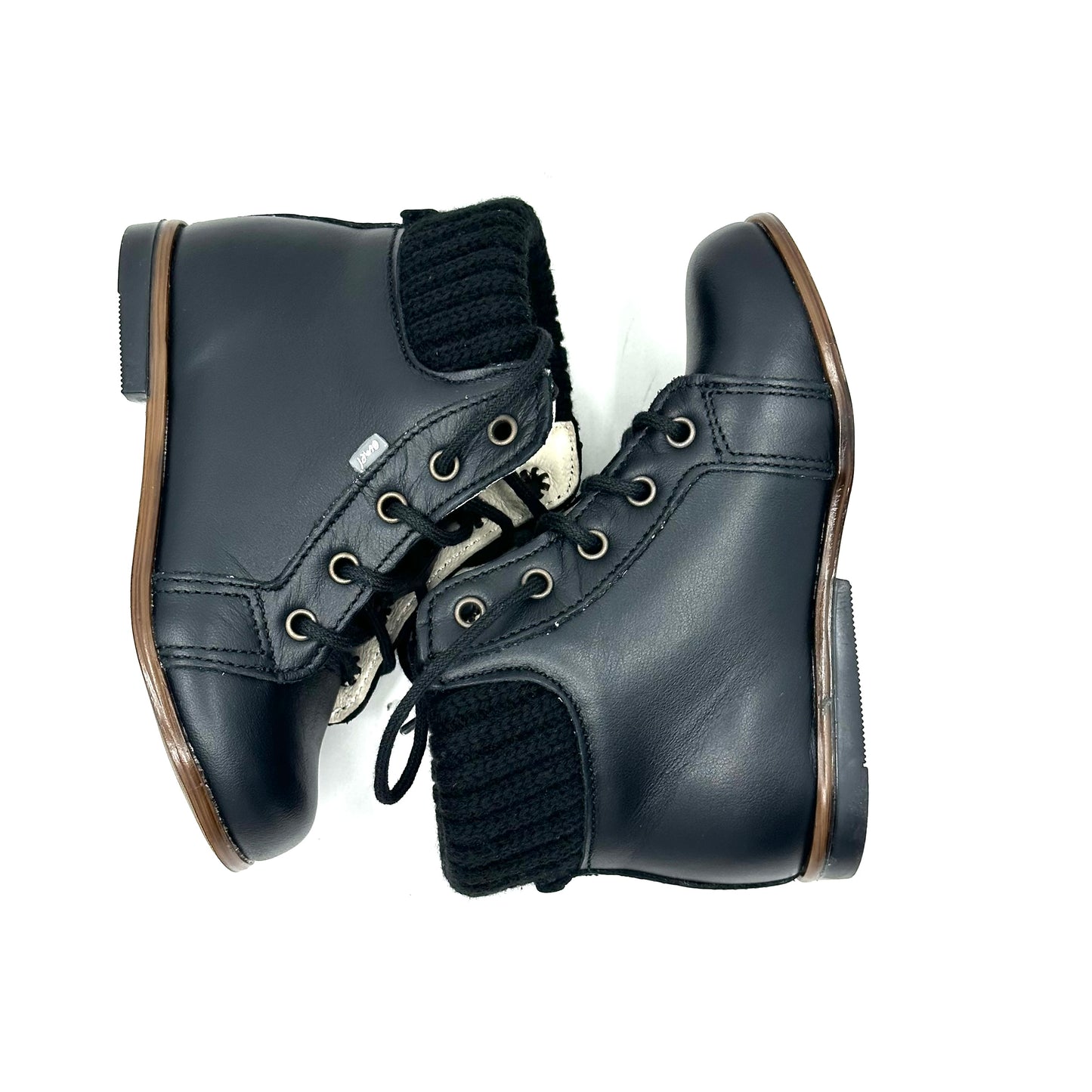 Emel Black Leather Laced Back Sweater Baby Bootie