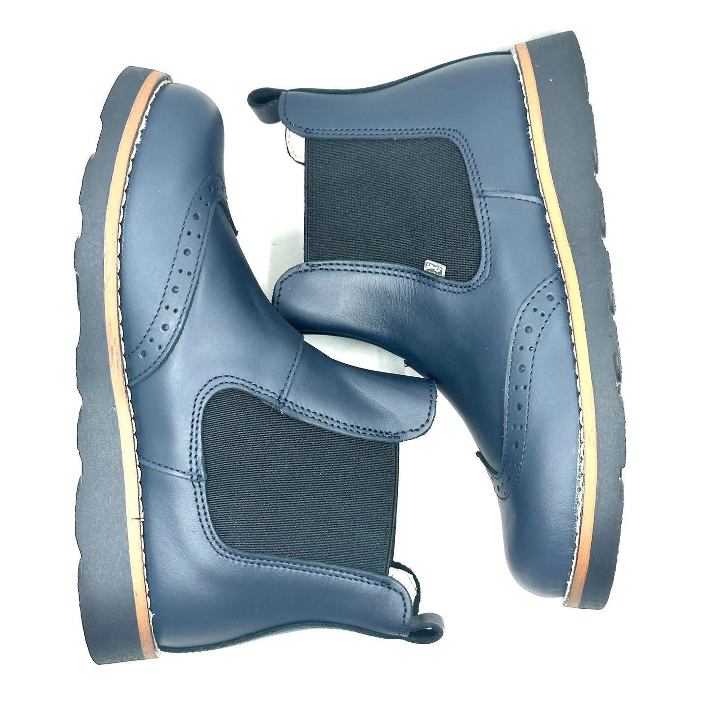 Emel Navy Leather Zip-Up Bootie