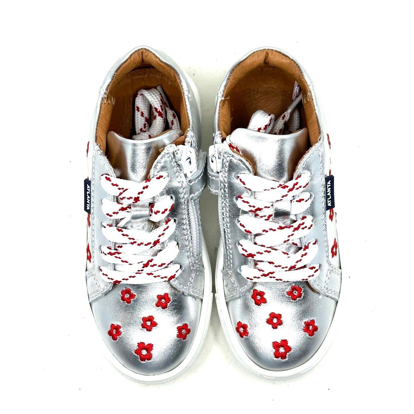 Atlanta Mocassin Metallic Flower Zip-Up Sneaker