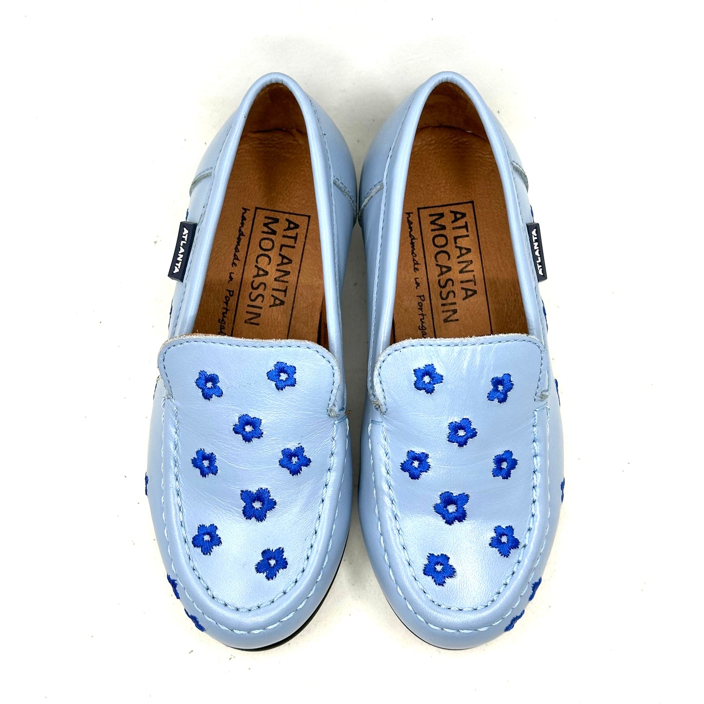 Atlanta Mocassin Teresa Sky Blue Flower Loafer