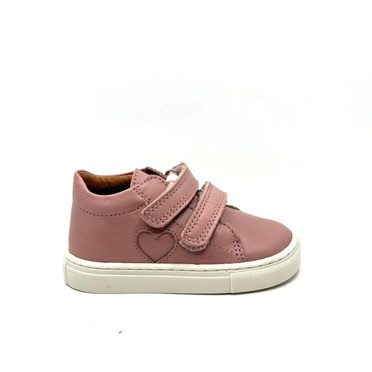 Atlanta Mocassin Rose Pink Heart Velcro Sneaker