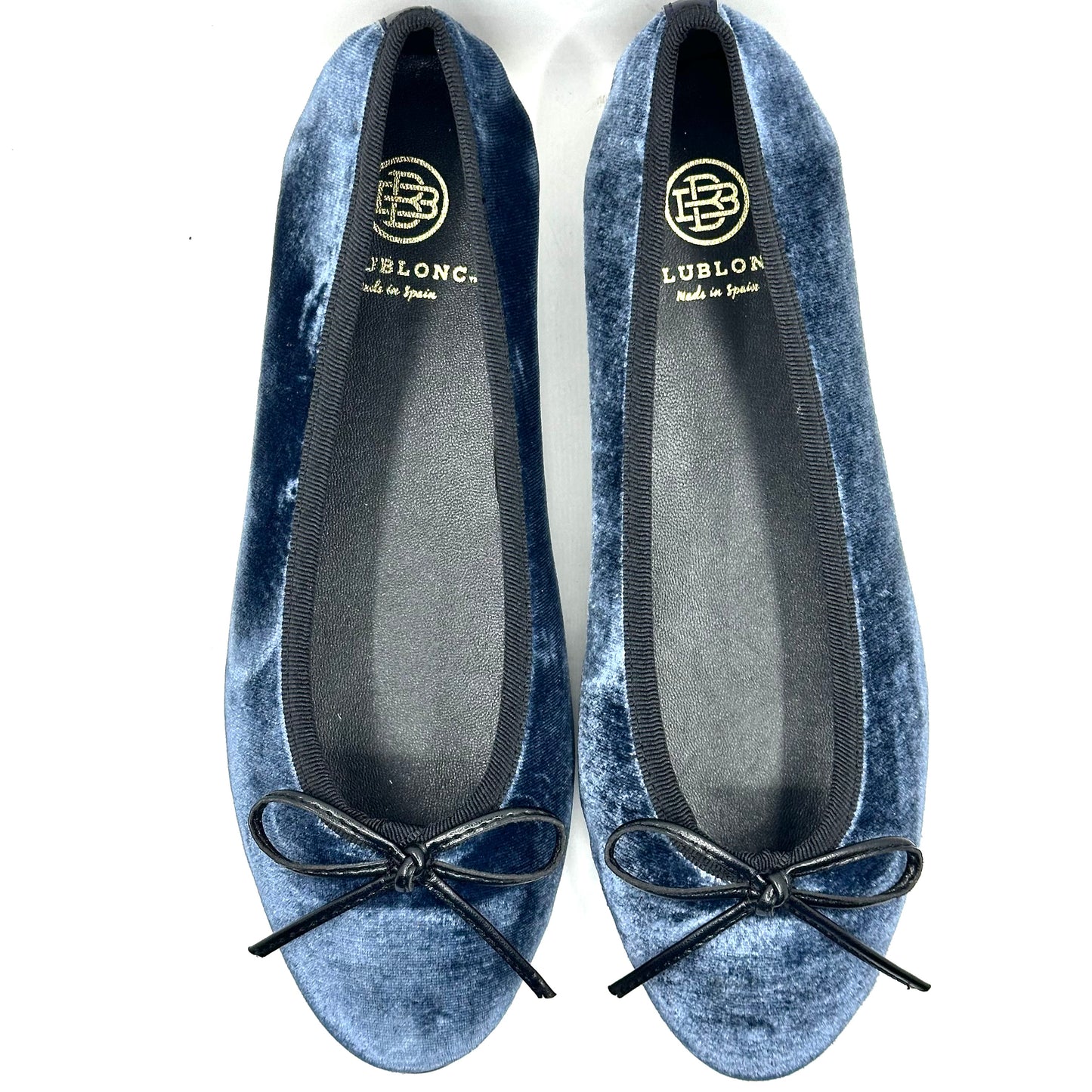 Blublonc Mid-Blue Vevlet Ballerina Flat