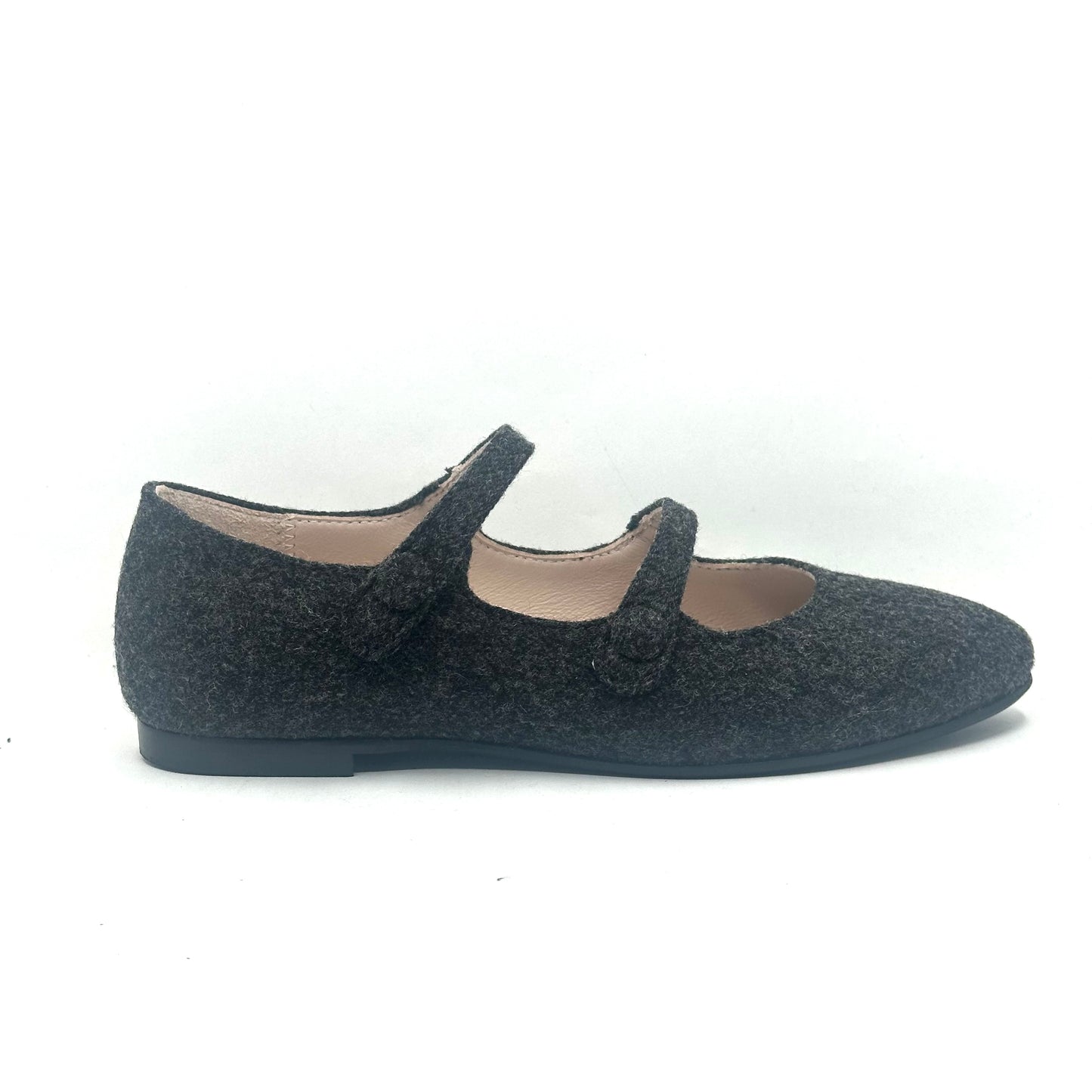 Beberlis Grey Double Buckle Wool Mary Jane
