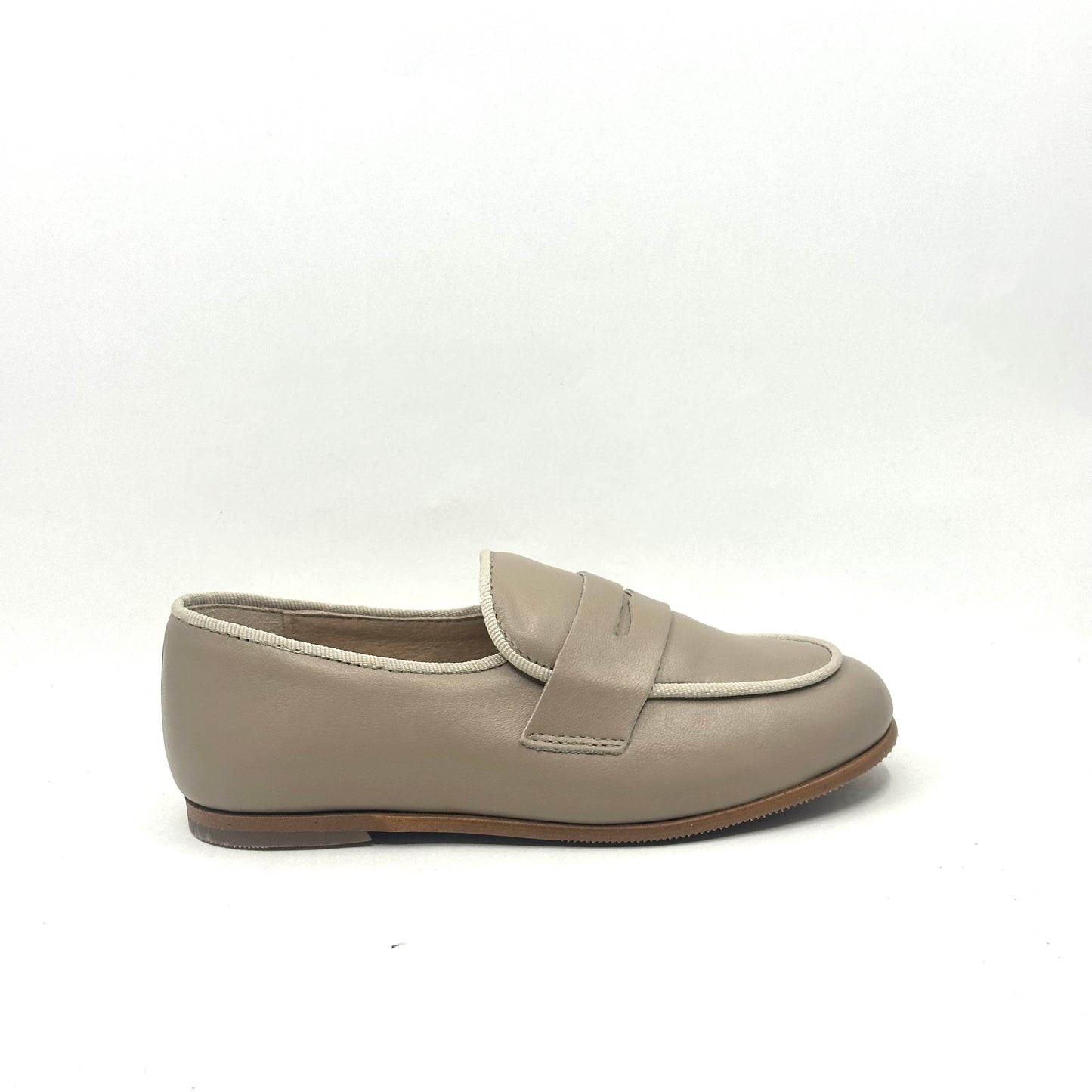 Blublonc Taupe Piping Penny Loafer