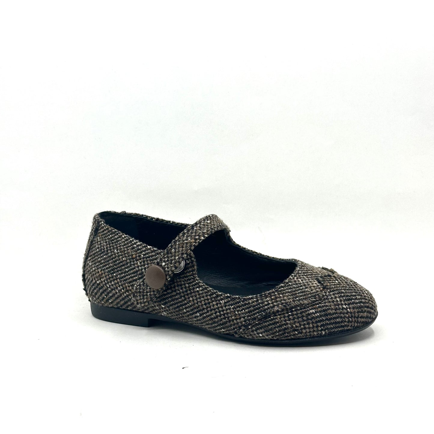 Blublonc Taupe Tweed Wingtip Mary Jane