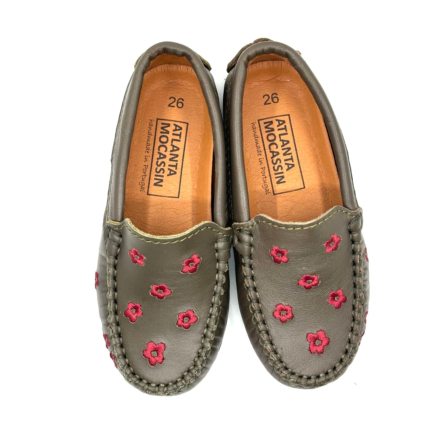 Atlanta Mocassin Dark Green and Red Flower Loafer