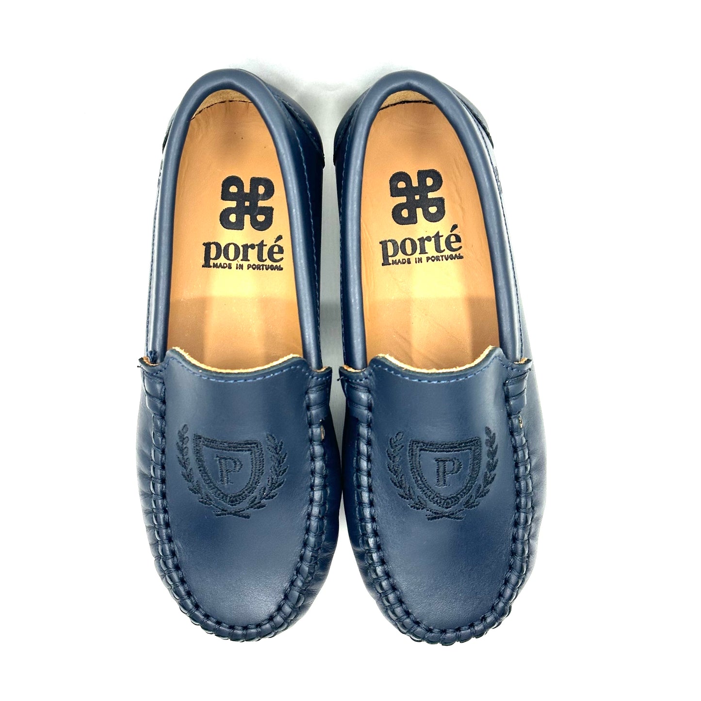 Porte Navy Leather Embroidery Loafer