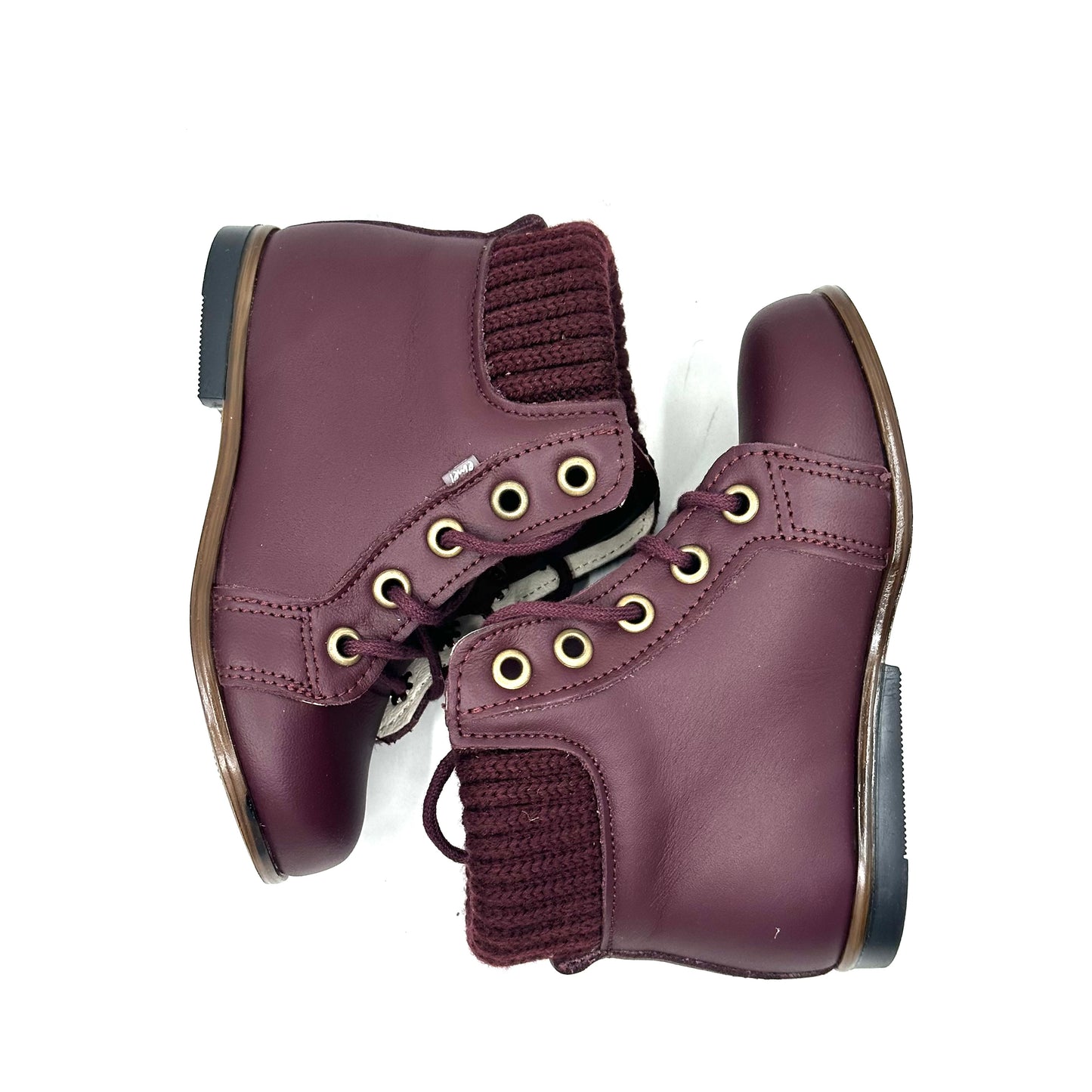 Emel Burgundy Leather Laced Burgundy Sweater Baby Bootie