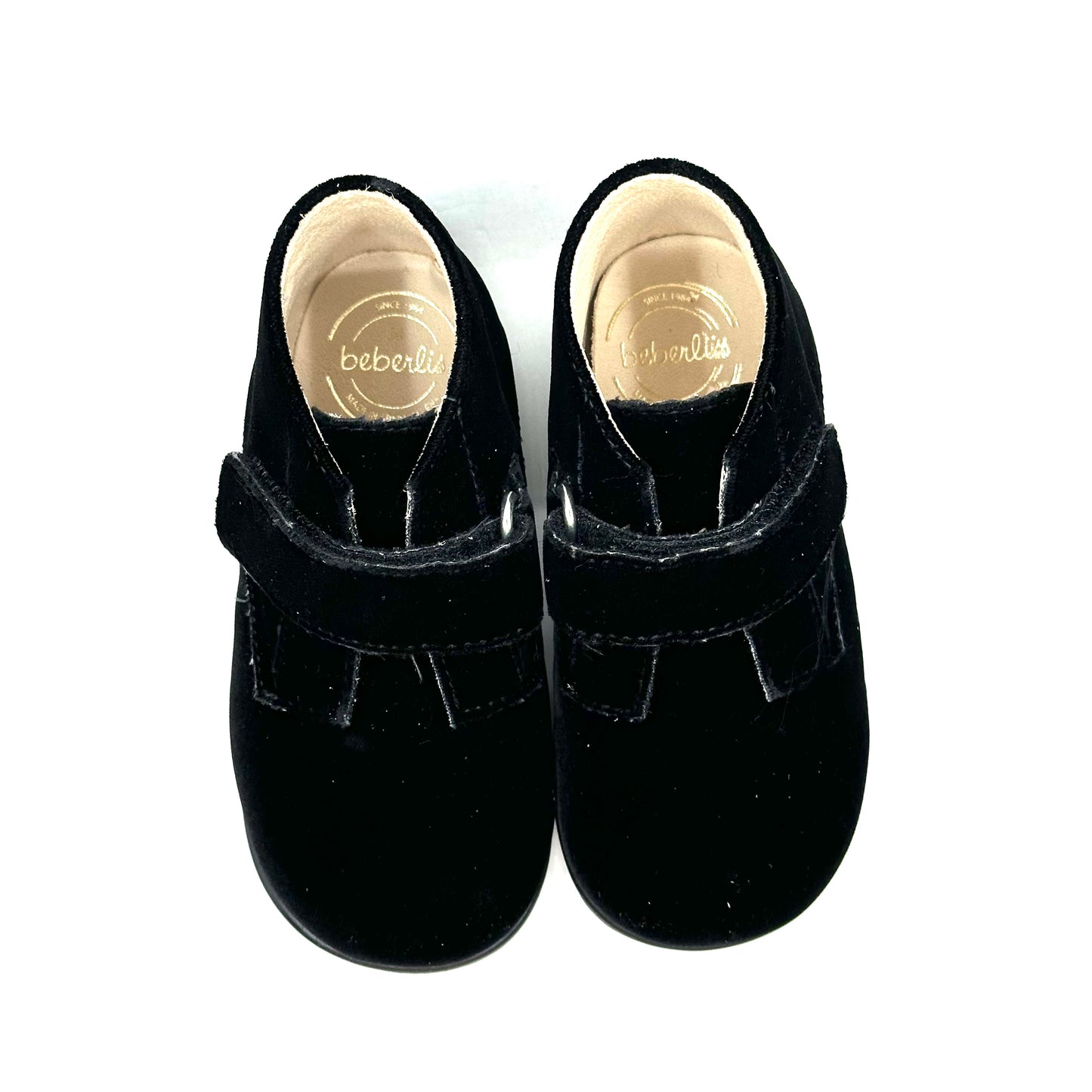 Beberlis Velvet Black Velcro Baby Bootie