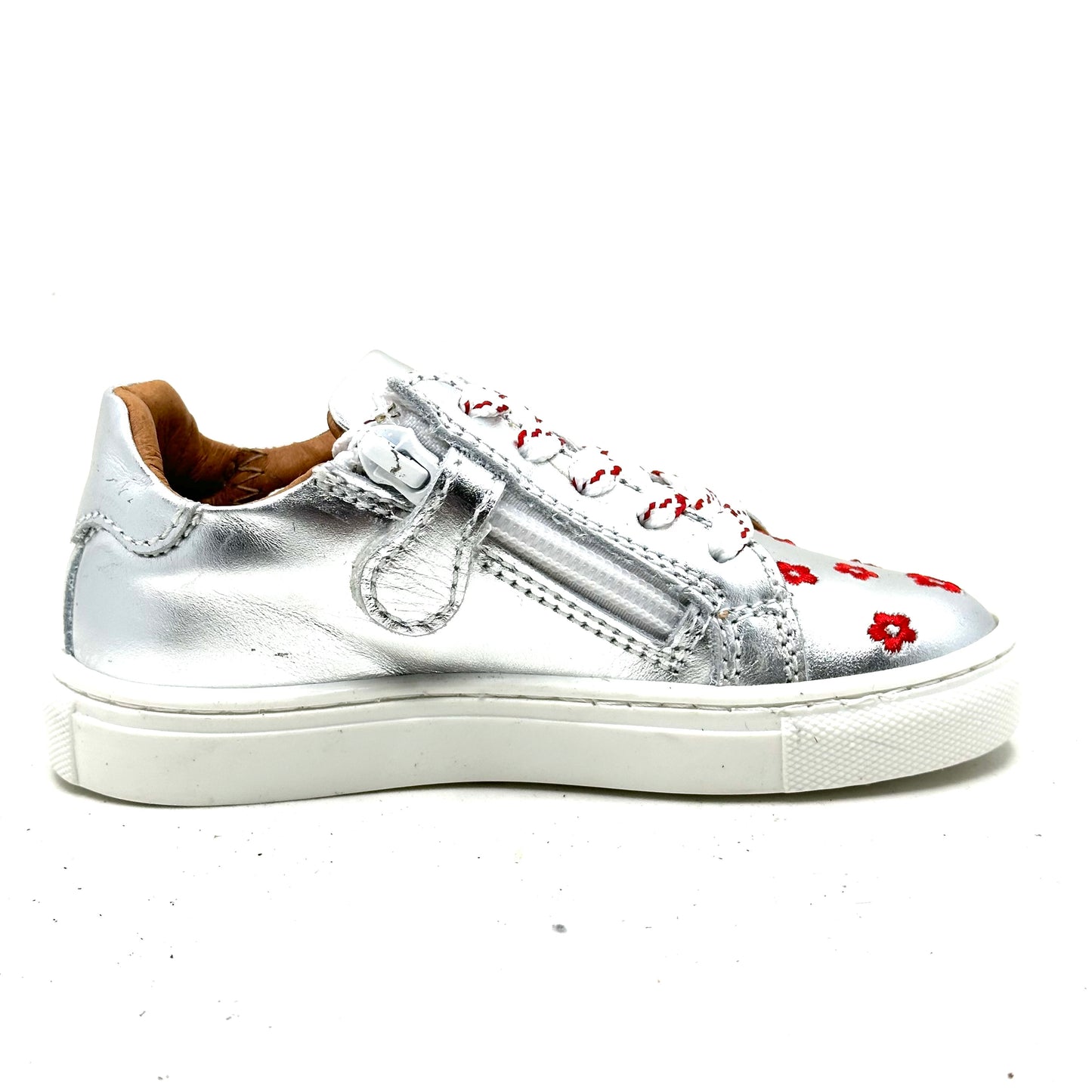 Atlanta Mocassin Metallic Flower Zip-Up Sneaker