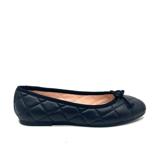 Perroquet Quilted Black Goat Leather Flat