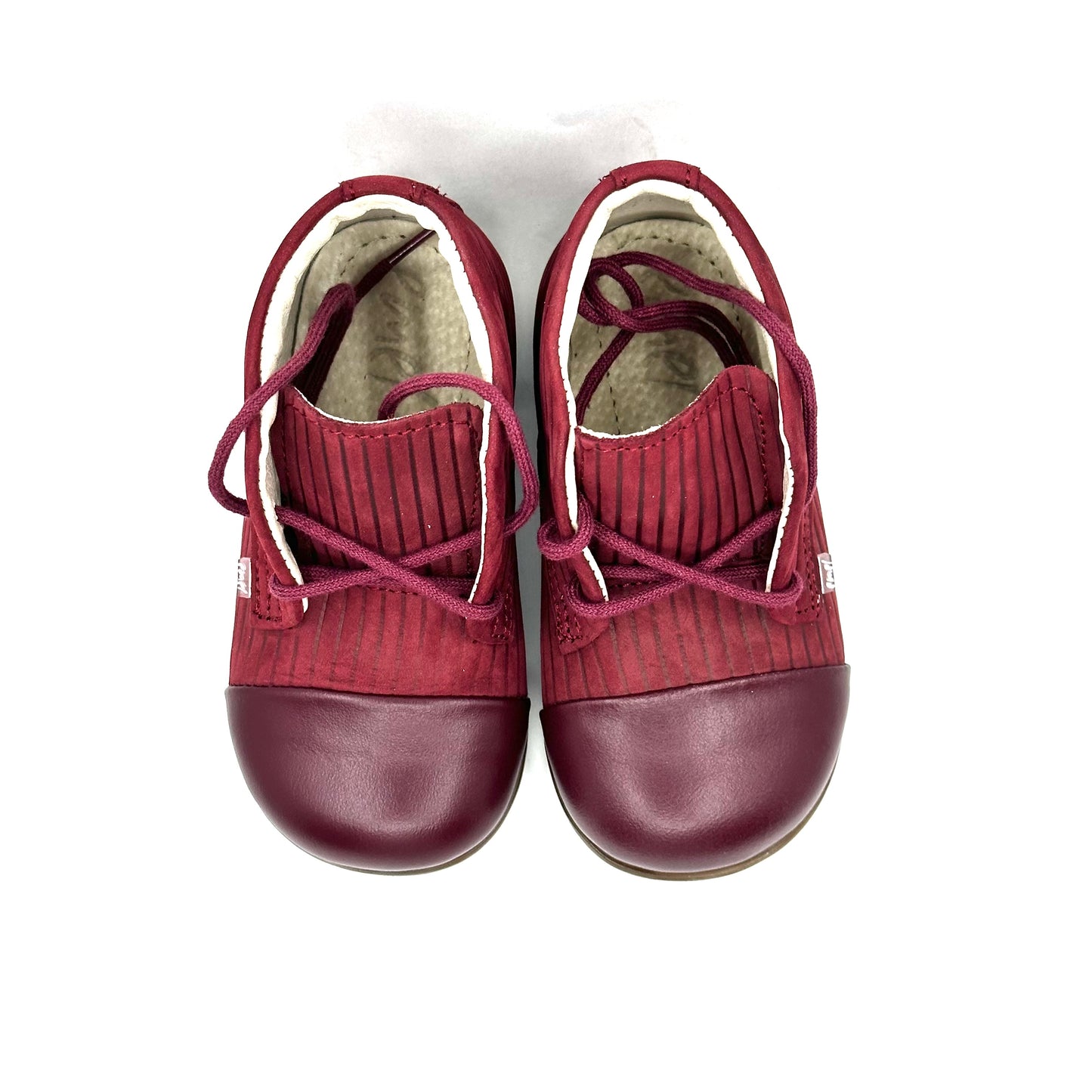 Emel Burgundy Corduroy Leather Cap Toe Baby Walker