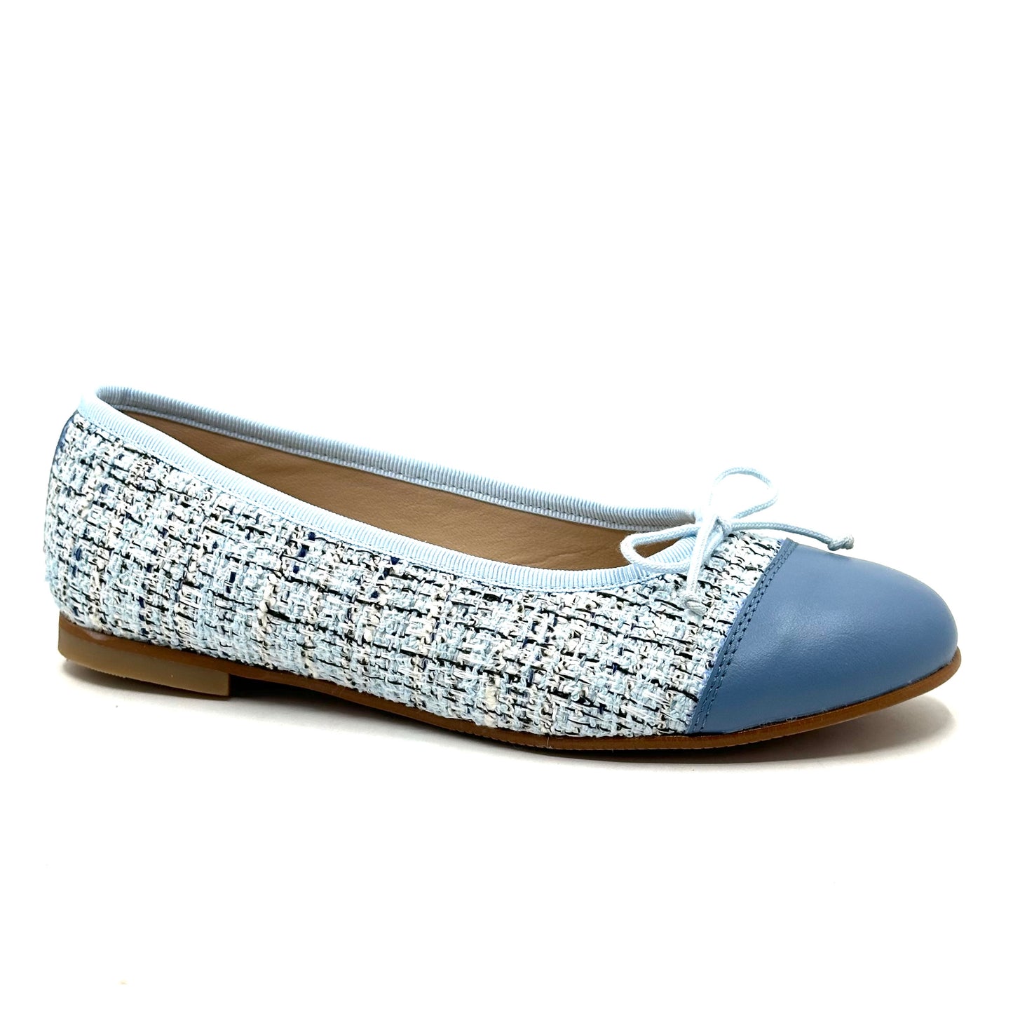 LMDI Blue Tweed Cap Toe Flat