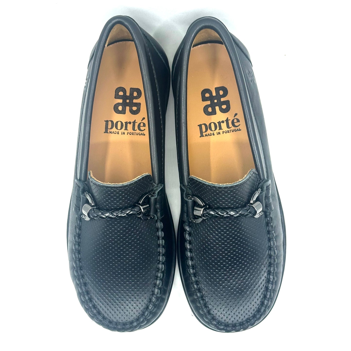 Porte Black Perforated Buckle Loafer