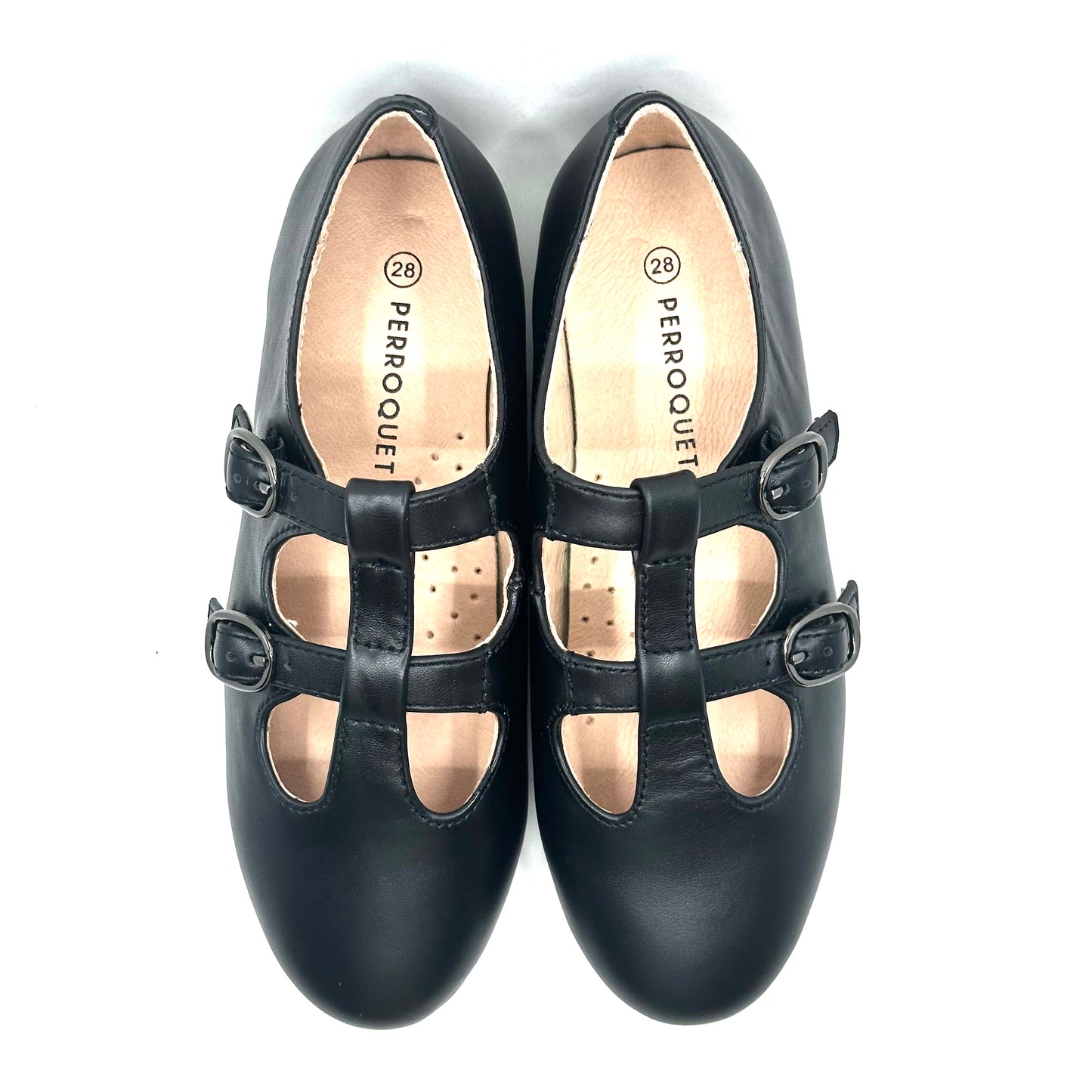 Perroquet Black Leather Double T-Strap