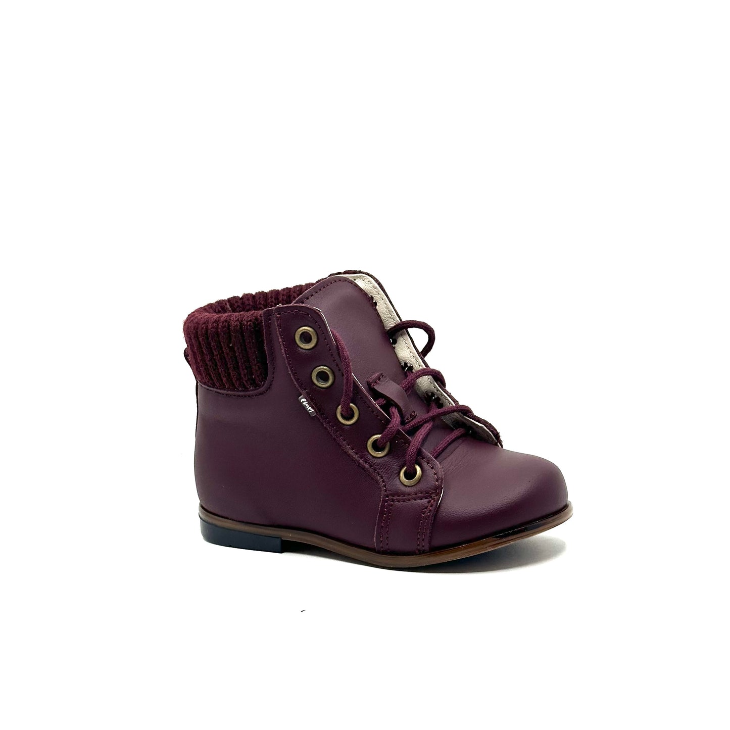 Emel Burgundy Leather Laced Burgundy Sweater Baby Bootie
