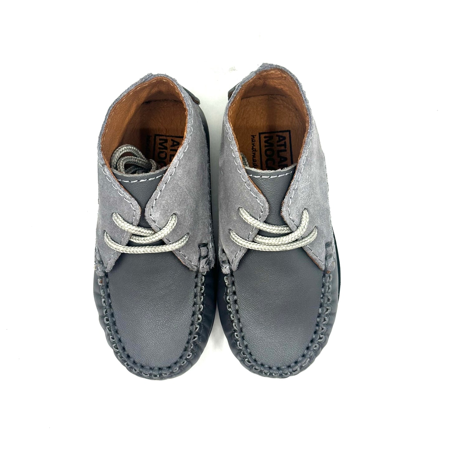 Atlanta Mocassin Grey Leather and Suede Bootie