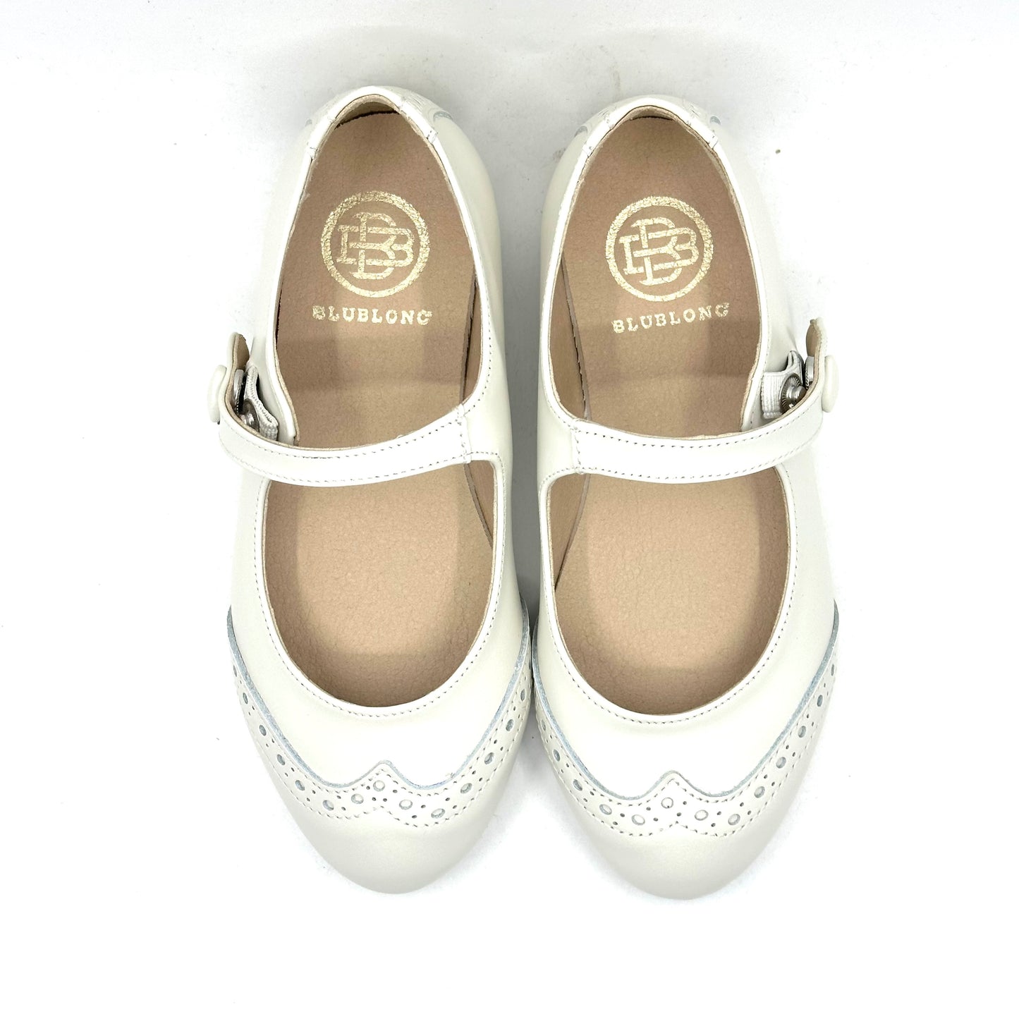 Blublonc Ivory Wingtip Mary Jane