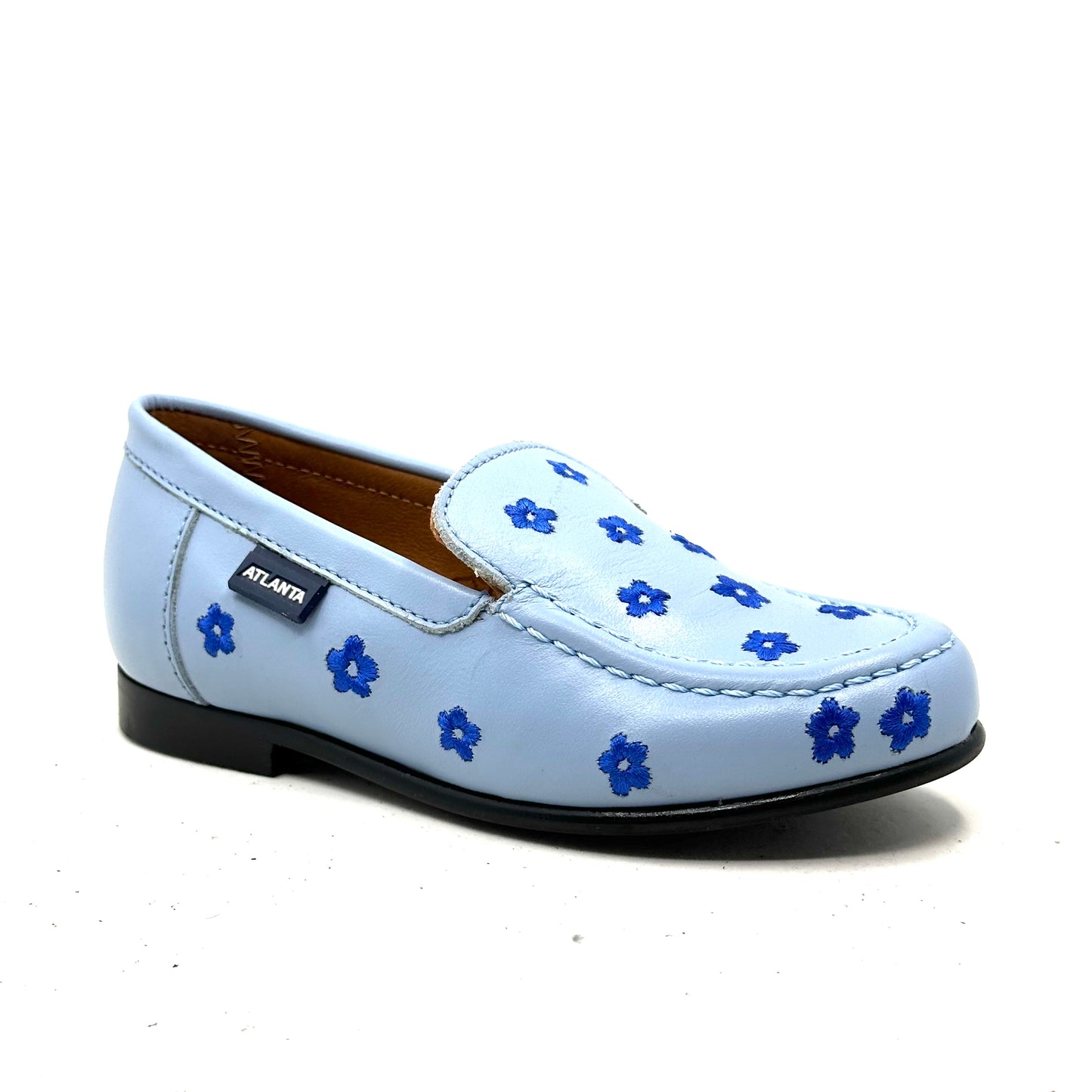 Atlanta Mocassin Teresa Sky Blue Flower Loafer