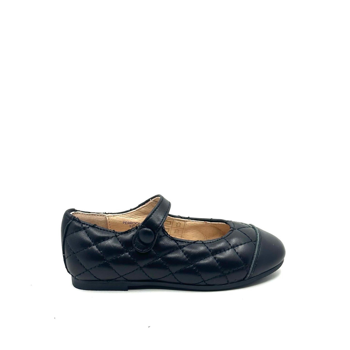 Perroquet Black Quilted with Black Leather Cap Toe Mary Jane