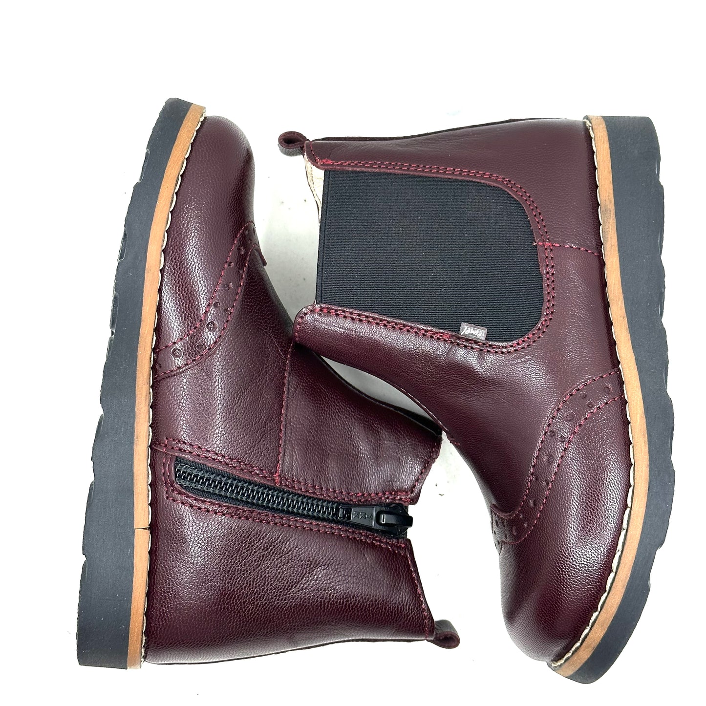 Emel Burgundy Leather Zip-Up Bootie