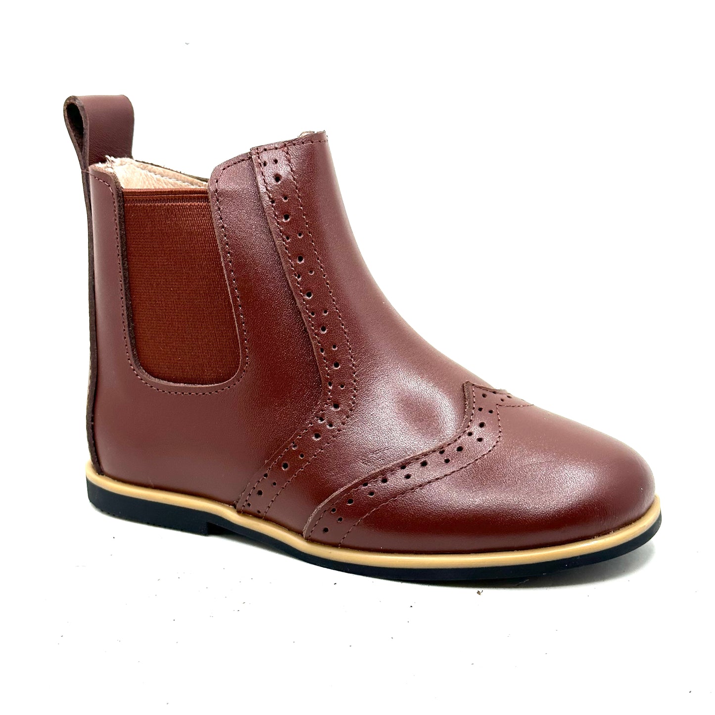 Perroquet Brown/Burgundy Leather Side Zipper Bootie