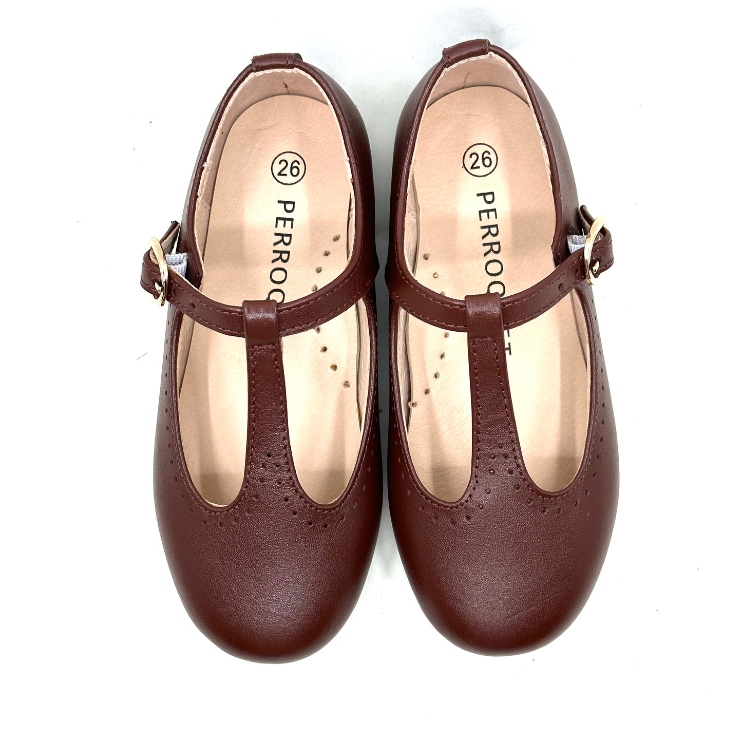 Perroquet Pecan Brown Leather T-Strap