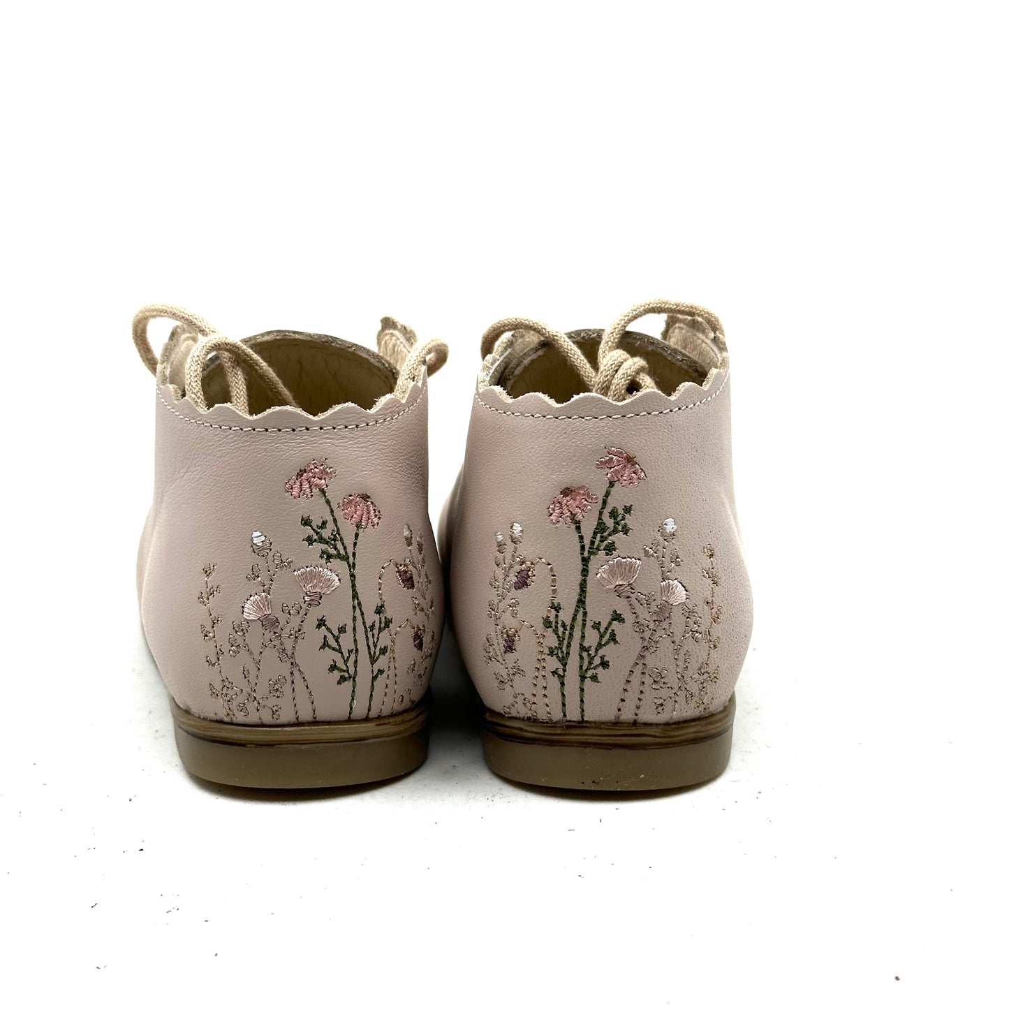 Emel Stone Nude Embroidered Open Toe Baby Walker