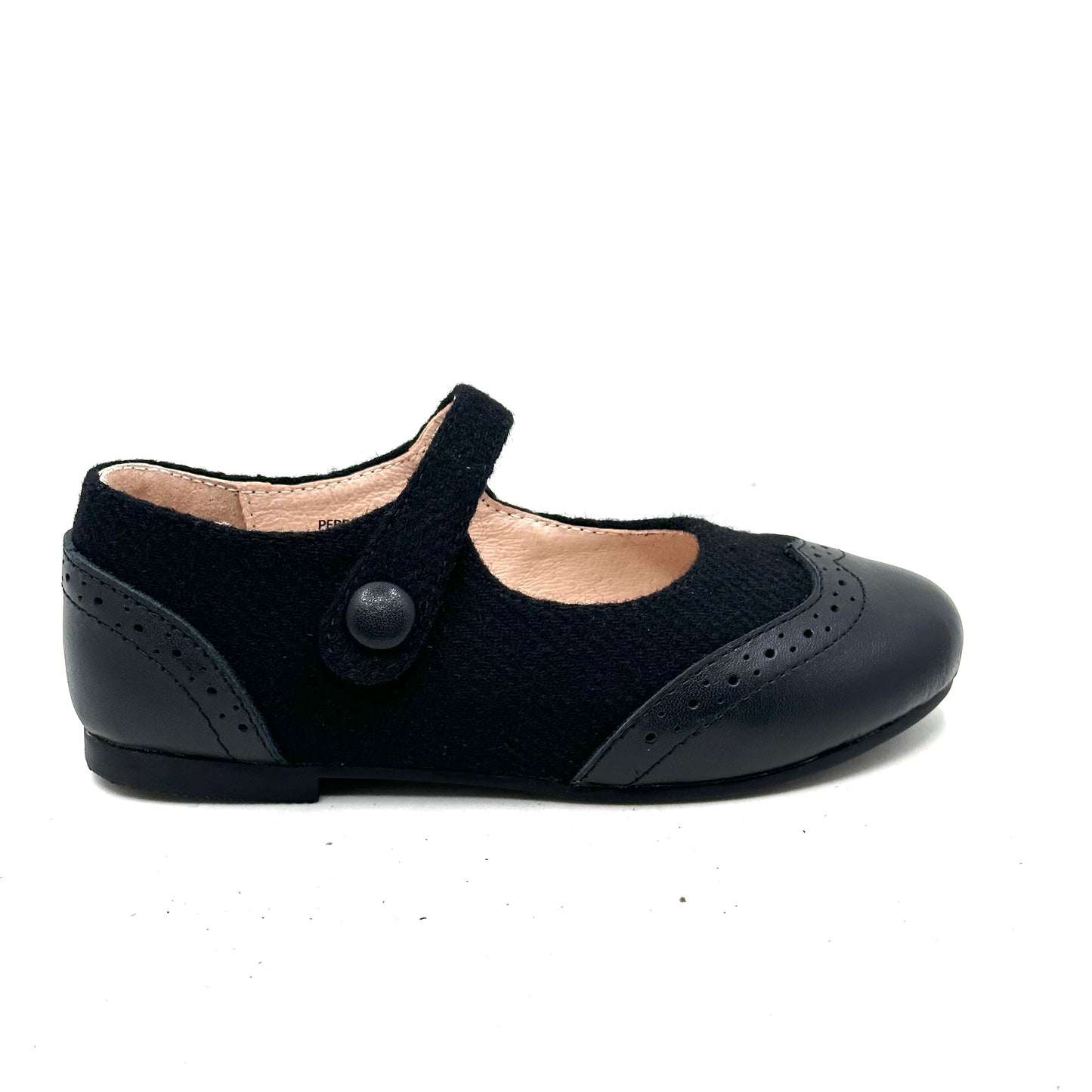 Perroquet Black Flannel and Leather Combo Mary Jane