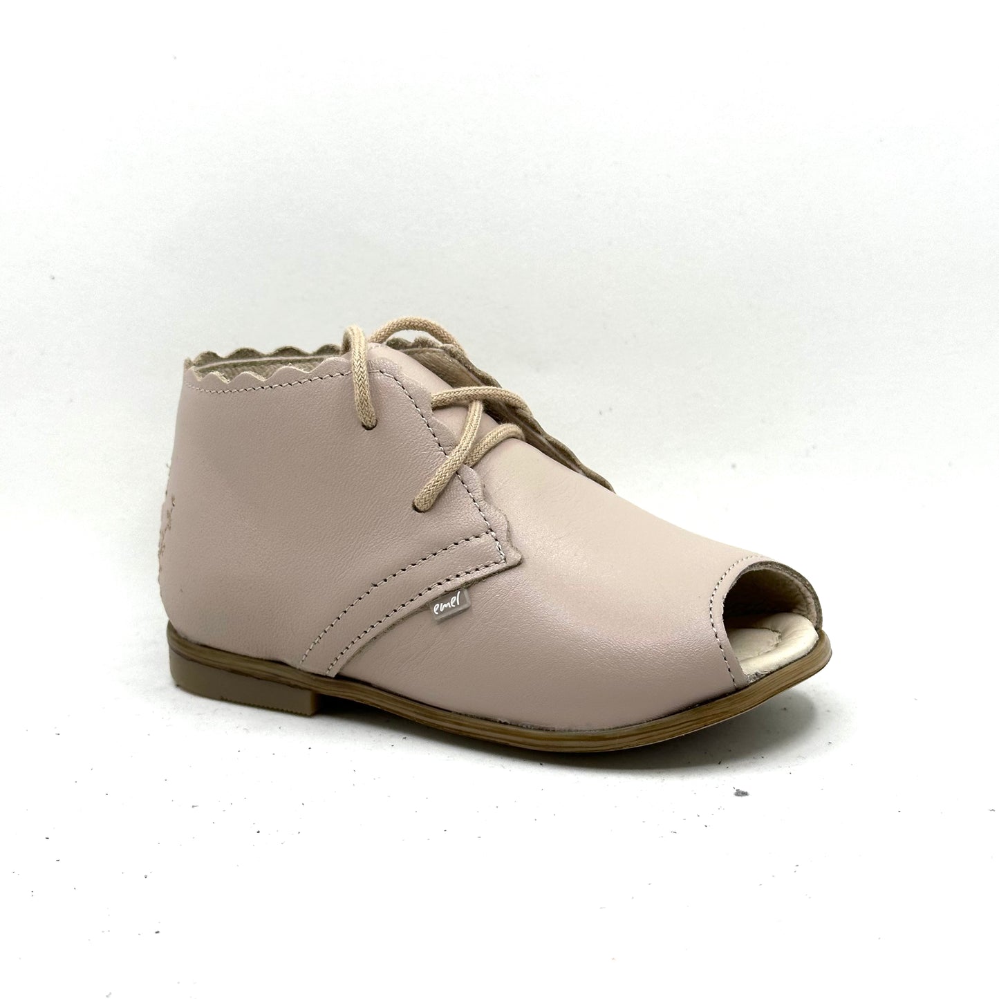 Emel Stone Nude Embroidered Open Toe Baby Walker