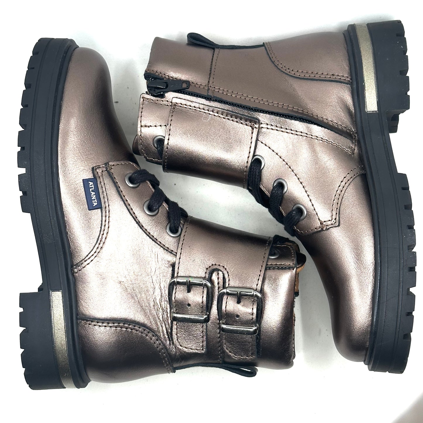 Atlanta Mocassin Brown Metallic Laced Velcro Boot