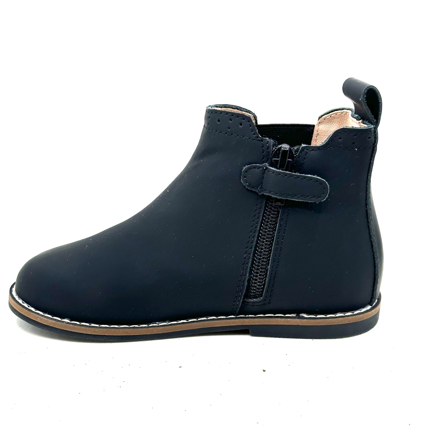 Perroquet Black Silky Leather Side Zipper Bootie